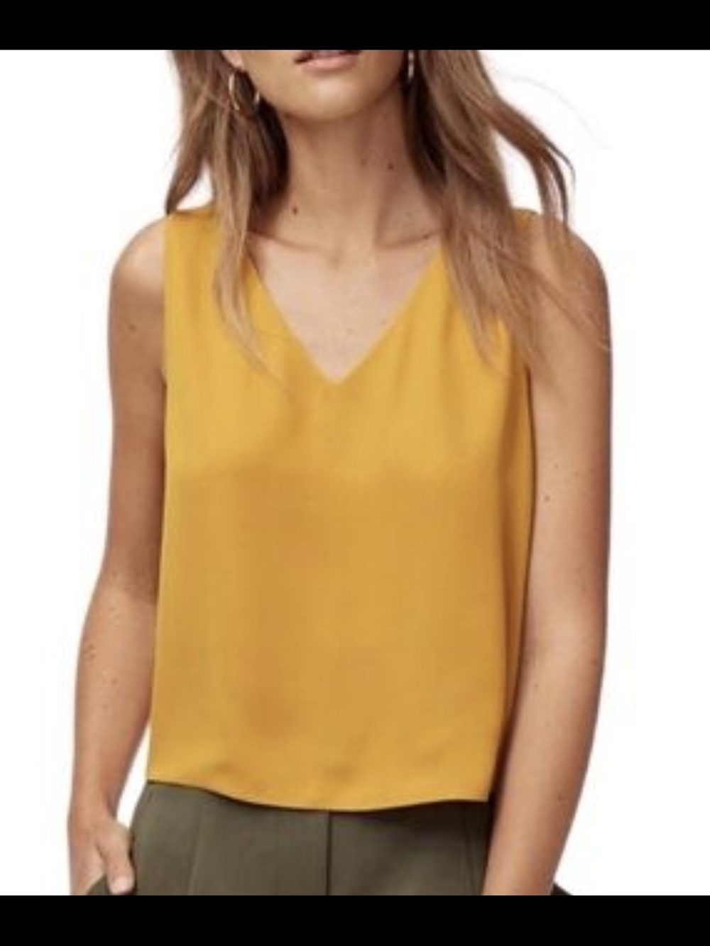 BABATON SIZE SMALL V-Neck Sleeveless Camisole Top - Mustard